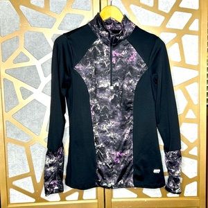Marika Tek‎ Performance Wear  Black Purple Tie Dye Long Sleeve